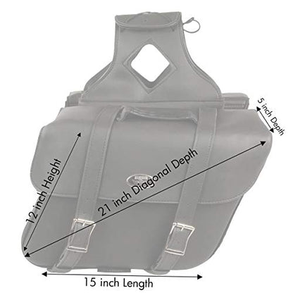 Milwaukee Leather PVC 2-Strap Throw-Over Easy Zip off and off Motorcycle Saddlebags - LG - color: SH580ZB-BLACK, size: Large