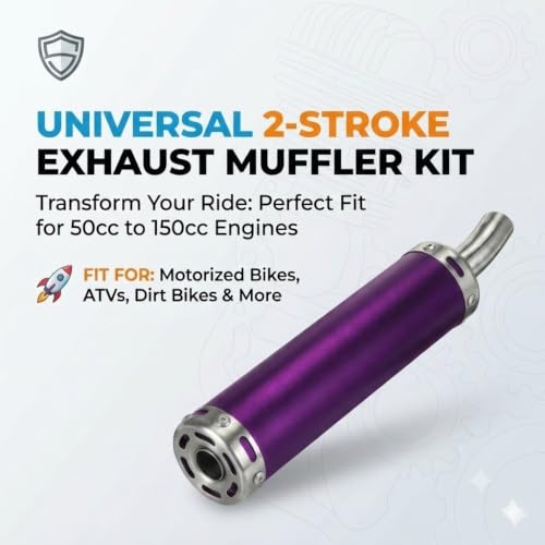 BADASS SHARKS 22mm Exhaust Muffler 2-Stroke 50cc-150cc Dirt Bikes Scooter - color: Purple