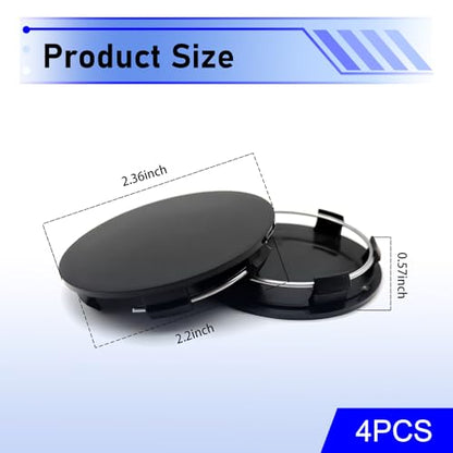 4 PCS Car Wheel Center Hub Cover, ABS Snap-in Wheel Center Protective Cover, 60 MM Outer 56 MM Inner Diameter Rim Hub Caps, Universal for Most Cars (Black) - color: Black