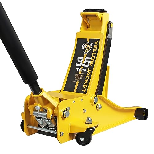 YELLOW JACKET 3.5 Ton Low Profile Floor Jack Quickly Lift Hydraulic Car Jack with Dual Pumps, 7700 lb Capacity - color: Steel, size: 3.5T low profile dual pump