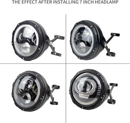 Universal Motorcycle Headlight Housing Bucket Kit, 5.75 Inch, CNC Aluminum, with 36mm41mm Fork Tube Brackets, Fit Cafe Racer Bobber Chopper Harley Sportster Dyna, Matte Black
