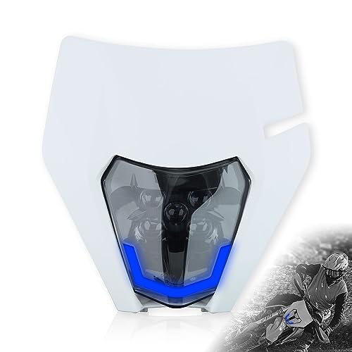 Headlight Head Lamp Light Fairing Mask Day Running Light For ATV Scooters Dirt Pit Bike Enduro (White+Blue DRL) - color: White Blue DRL
