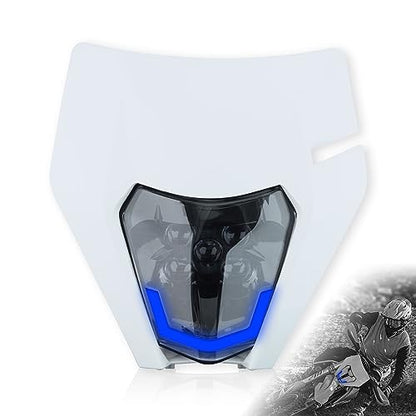 Headlight Head Lamp Light Fairing Mask Day Running Light For ATV Scooters Dirt Pit Bike Enduro (White+Blue DRL) - color: White Blue DRL