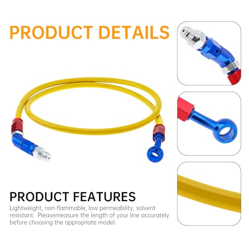 Windance 39inch/100cm 28 Degree Banjo 45 Degree Joint M10 Hydraulic Brake Oil Hose Stainless Steel Braided Brake Line for Motorcycle Scooter ATV Dirt Pit Bike (Yellow, 39inch/100cm) - color: Yellow