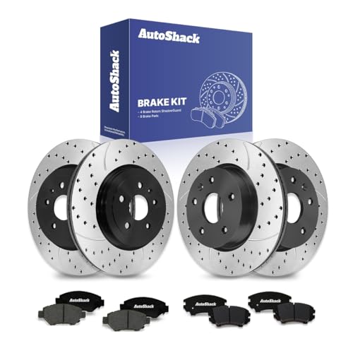 AutoShack Front & Rear E-Coated Rotors & Ceramic Pads for Chevy Camaro 2015 - style: ShadowGuard & Pad