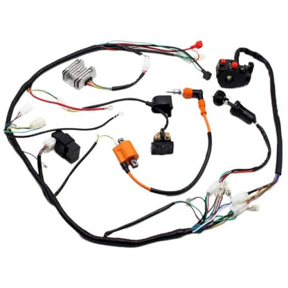 PRO BAT CG 150cc ATV Wiring Harness AC 6-Pin CDI 4-Wire Rectifier - color: W Spark Plug & O Ignition Coil & S Regulator