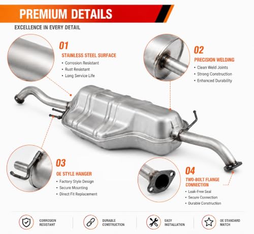 54703 Rear Exhaust Muffler for 2006-2011 Hyundai Accent/Kia Rio HY01 - size: D-HY01