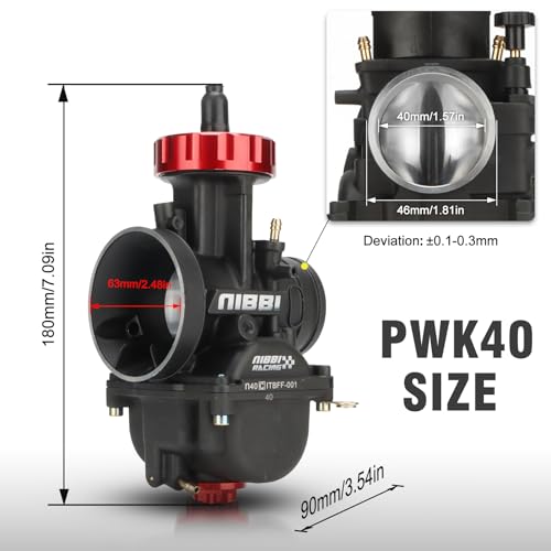 NIBBI Carburetor PWK40 fit Motorcycle Engine with 40mm Carb Jets for DirtBike MiniBike Pit Bike GY6 ATV - size: PWK40MM