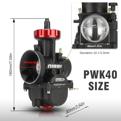 NIBBI Carburetor PWK40 fit Motorcycle Engine with 40mm Carb Jets for DirtBike MiniBike Pit Bike GY6 ATV - size: PWK40MM