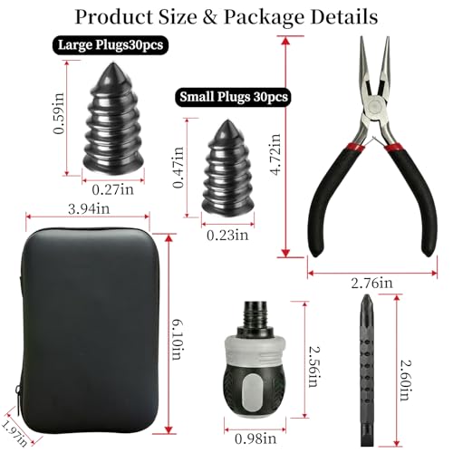 Tire Repair Kit, 60PCS Rubber Tire Repair Plugs, 3-in-1 Ratchet Tool