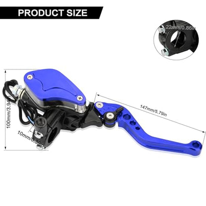 7/8" 22mm Motorcycle Brake Clutch Pump Lever, Blue - color: Blue