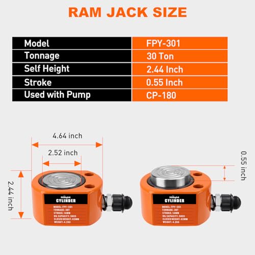 Nilight 30Ton Hydraulic Cylinder Jack Porta Power Ram Single Acting Lifting - size: 30T Jack