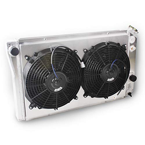 OHOB-COOL 3 Row Full Aluminum Radiator with Fan For 1984-1990 Chevy Corvette 5.7L V8 /1982-2002 S10 Conversion LS - size: 82-02 chevy