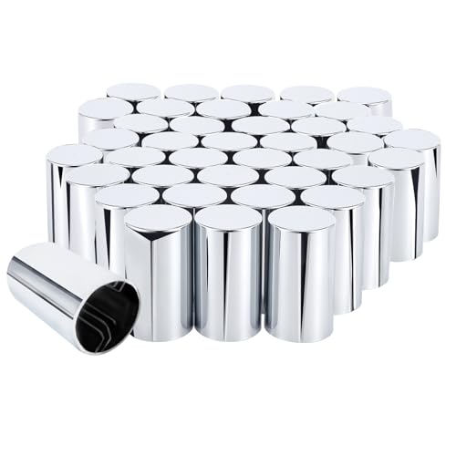 33mm x 3 1/2" Lug Nut Cover ABS Chrome Plastic Cylinder Nut Cover, Push-On fit Hub Piloted Wheels, Complete Axle Cover Kits, Lug Nut Covers for Semi Trucks Trailers, 40 Pack - color: 3 1/2" Chromed, size: 40
