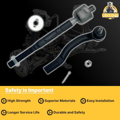 4pcs Front Inner & Outer Tie Rod Ends Kit Fit for Toyota Camry 2007 2008 2009 2010 2011 | Replaces EV800306 ES80603 ES80602 - size: ES80602 ES80603 EV800306 X2