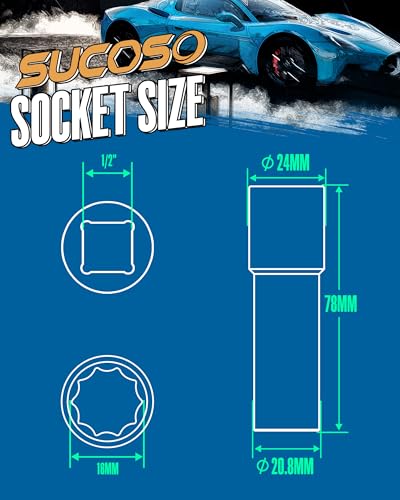 SUCOSO 10 Spline Lug Nut Key Replacement for TA20-1/2 with 1/2" Drive - color: Black, size: TA20-1/2