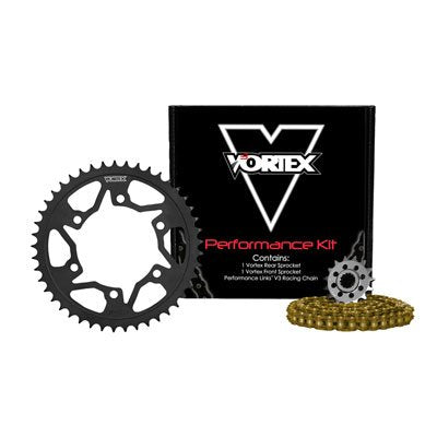 Vortex V3 WSS Warranty Chain and Sprocket Kit Gold Anodized Chain for Honda CBR600F2 1991-1994
