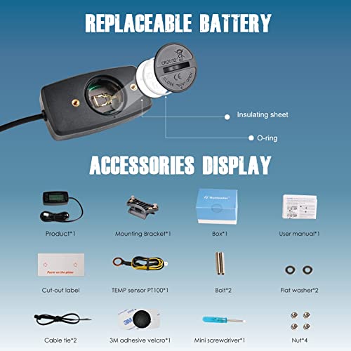 Runleader Digital Tach Hour Meter Engine Temperature Gauge RL-HM035A-M5 - size: RL-HM035A-M5