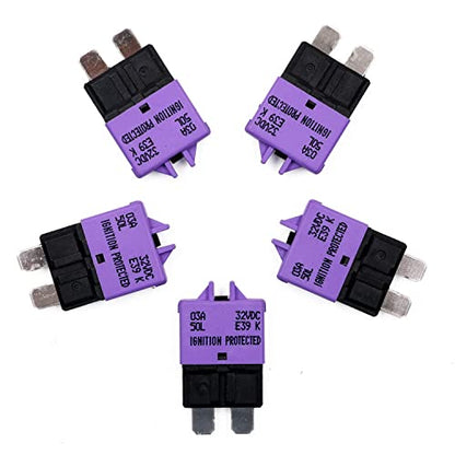 E39 Low Profile ATO ATC Manual Reset Circuit Breaker 3A - style: E39-3A-5Pack
