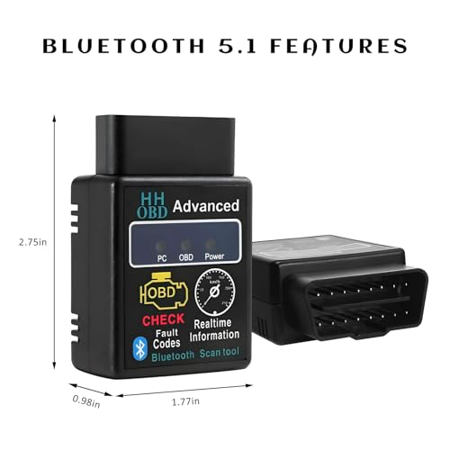 OBD2 Bluetooth Scanner for Car, Wireless OBDII Auto Engine Fault Code Reader Scan Tool w/Exclusive App, Universal Professional Vehicle OBD2 Diagnostic Tester for Phone & PC