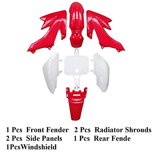 CRF50 Plastic Fairing and Pink Graphics Stickers Kit for compatible with XR50 CRF50 SDG SSR Pit Dirt Bike Motorcycle 50cc 90cc 110cc 125cc 140cc 150cc 160cc Plastic Panel Screw Set (Red) - color: Red