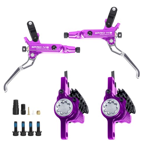 BUCKLOS IIIPRO IV2 2-Piston Aluminum Alloy MTB Hydraulic Disc Brake Set - color: Purple