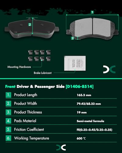 Ceramic Brake Pads Kits,SCITOO 8pcs Brakes Pads Set For GLK250 2013-2015 - size: Front-D1406 & Rear-D1341