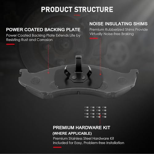 CCIYU D477 Front Ceramic Disc Brake Pads Kit - 4PCS - size: Front[D477]