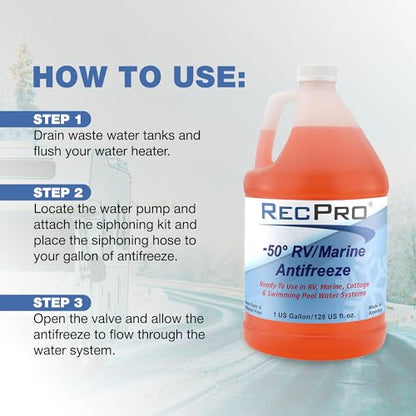 RecPro RV & Marine Antifreeze | -50°F Protection | 1 Gallon (3 Pack) - size: 3-Pack