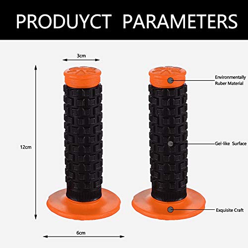 Motorcycle Grips 7/8" Dirt Bike Grip Pillow Top Grips Rubber Anti-Slip Universal Handlebar Racing Grip for Motocross ATV - color: Orange