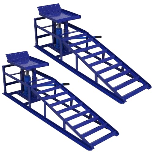 Skepphlay 2 Pack Hydraulic Car Ramps 5t 11000lbs, Cars High Lift 9"-14.2" - color: Blue