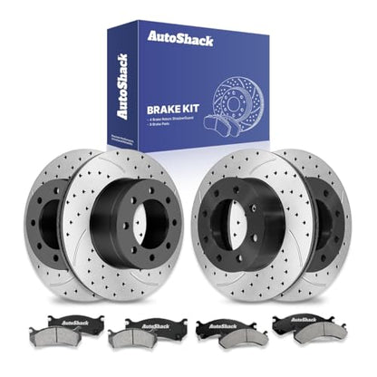 AutoShack Front & Rear E-Coated Rotors & Ceramic Pads for Hummer H2 2009 - style: ShadowGuard & Pad