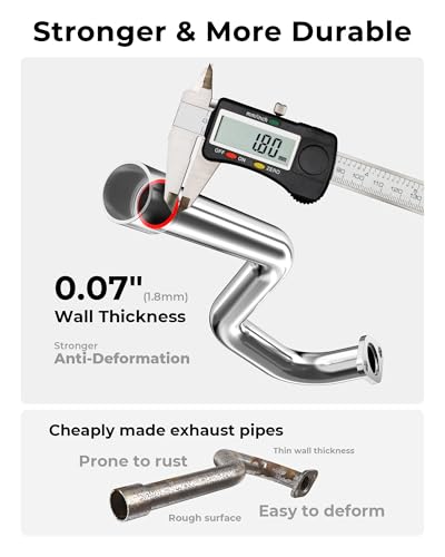 Mini Bike Center Exit Exhaust Pipe Kit for FRP GMB100 Series, Runtong OHV 99cc 220cc Engine – Heavy Duty 1.8mm Steel Exhaust System with Muffler & Heat Wrap - size: Center Exit