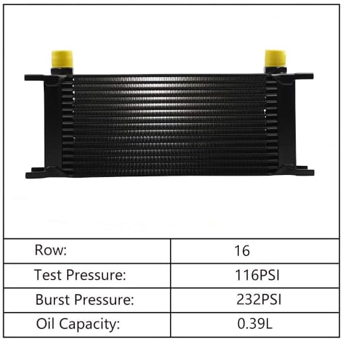 16 Row AN10-10AN Stacked Plate Oil Cooler Aluminium Alloy - color: Oil Cooler, size: 16 Row-BK