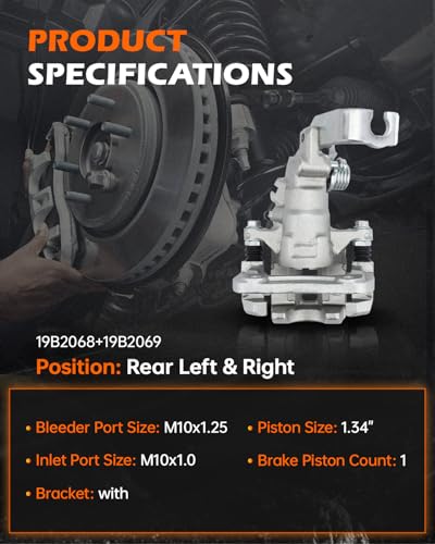 GAHA 19B2069 19B2068 Rear Disc Brake Caliper Assembly w/Bracket - size: 19B2068+19B2069