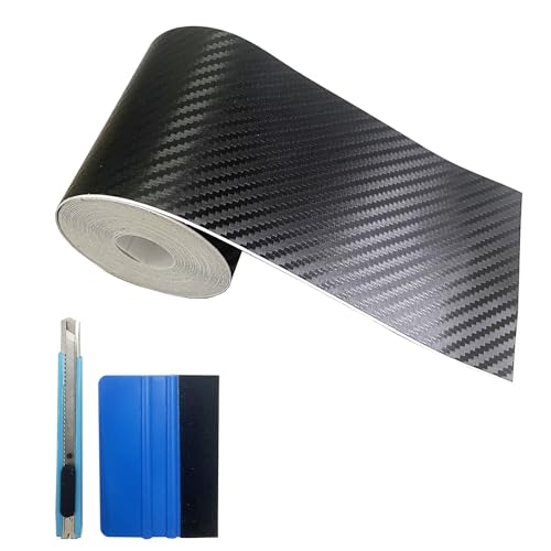 Carbon Fiber Vinyl Tape for Black Out Chrome Delete Window Trim with Tool Kit, Black Vinyl Wrap Tape Roll, Self-Adhesive Car Chrome Door Trim Delete Tape DIY Film (3 inches x 30 feet) - size: 3 inches x 30 feet