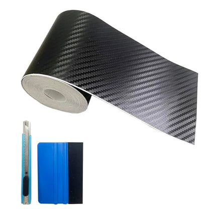Carbon Fiber Vinyl Tape for Black Out Chrome Delete Window Trim with Tool Kit, Black Vinyl Wrap Tape Roll, Self-Adhesive Car Chrome Door Trim Delete Tape DIY Film (3 inches x 30 feet) - size: 3 inches x 30 feet