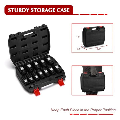 EMENTOL 3/4" Drive Deep Impact Socket Set,13 Pieces Jumbo Sockets, SAE (3/4" to 1-9/16") with 1/2"F to 3/4"M Adapter, 6-Point, CR-MO Steel - style: 13PCS (3/4Inch - 1-9/16Inch)