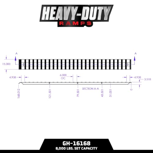 GEN-Y Hitch Heavy Duty Aluminum Loading Ramps - Set of 2, 14 Feet Long x 15 Inches Wide, 8000 LBS Capacity, Hybrid Hook and Plate Ends, Serrated Cross Rungs for Maximum Traction - size: 14'