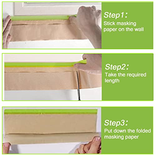 9 Rolls Pre-Taped Masking Paper for Painting and 4 Rolls Masking Tape Set -18 inch x 50 feet Tape and Drape for Painting, Painters Paper for Automotive Paint Masking, Floor Protection,Wall Covering