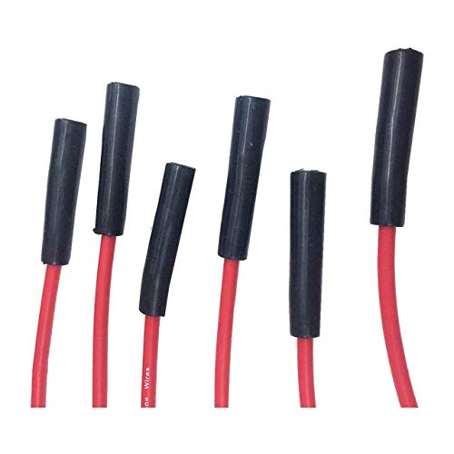 A-Team Performance 8.0 mm Red Silicone Spark Plug Wire Set - Straight & 90° Silicone Boots & Coil Wire - 6 Leads, Compatible with AMC/Jeep 199-282 Straight-6 Engines