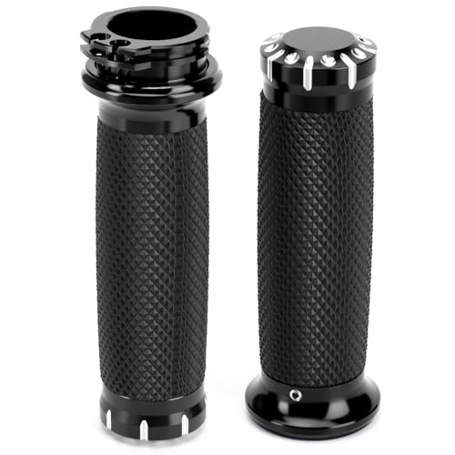 1 Inch/25mm Motorcycle Handlebar Grips Cable Throttle Hand Grips for Harley Touring Softail Dyna Sportster Street Glide Cruisers Choppers - color: black