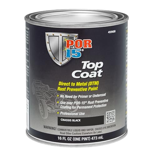 POR-15 Top Coat Paint, Direct to Metal Paint, Long-term Sheen and Color Retention, 16 Fluid Ounces, Chassis Black