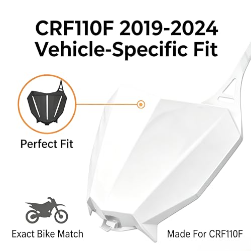 Dirt Bike Number Plate for CRF 110 CRF110F 2019-2024 Pit Bike Front Plastic Body Kit Fender White - color: white