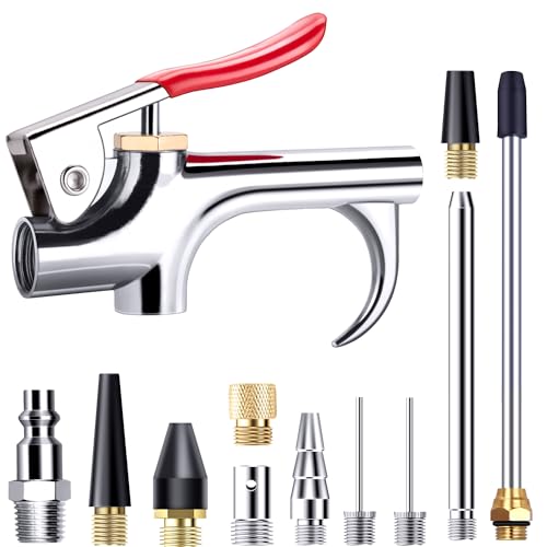13 Pcs 2-Way Connection Air Nozzle Blow Gun Set, 1/4-Inch NPT Quick Fitting - size: 13 Pcs Kit
