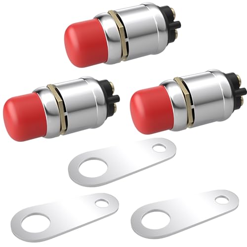 BFXM 3 PCS Push Button Starter Switch, 12V 50A Momentary Push Button Switch - color: red-3