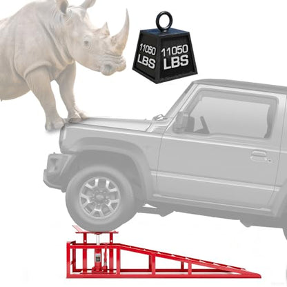 2 PCS Hydraulic Car Ramps with Foot Pedal 11065LBS, Red - color: Red, size: 45"L x 12.6"W x 14.4"H