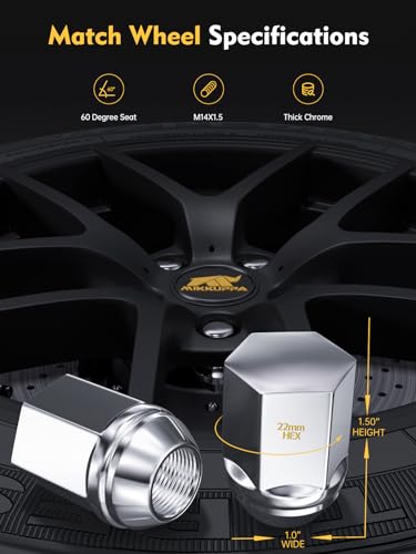 MIKKUPPA M14x1.5 Lug Nuts, Replacement for Chevy Dodge Chrysler OEM Wheel - color: Silver, size: 4PCS - Short Style