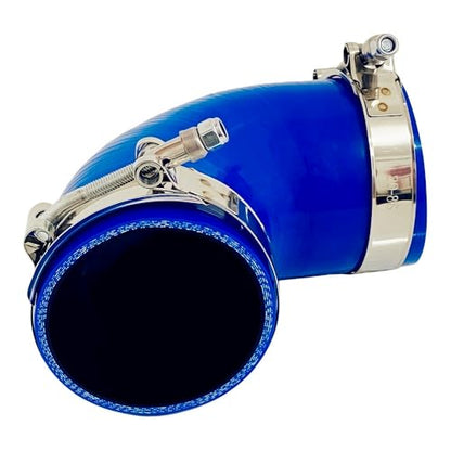 3” ID 90 Degree Elbow Silicone Coupler Hose with Clamps Blue - color: Blue, size: 3" (76mm)