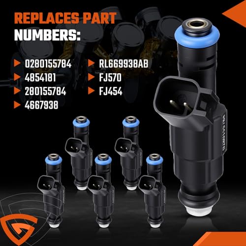 Fuel Injectors 6PCS Fit for Jeep Cherokee Dodge Ram 4.0L 1999-2004 - size: 0280155784 6PCS